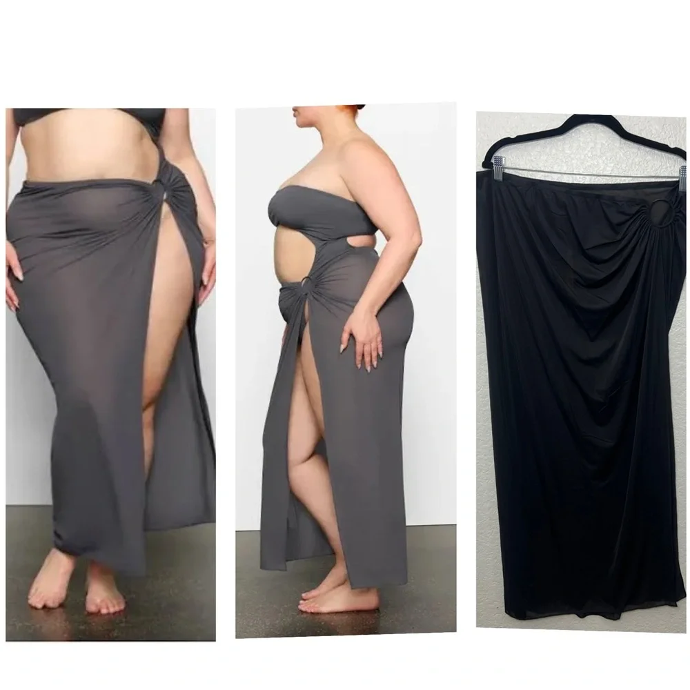 Skims Mesh Cover Up Sarong Skirt Beachwear Black Size 3X